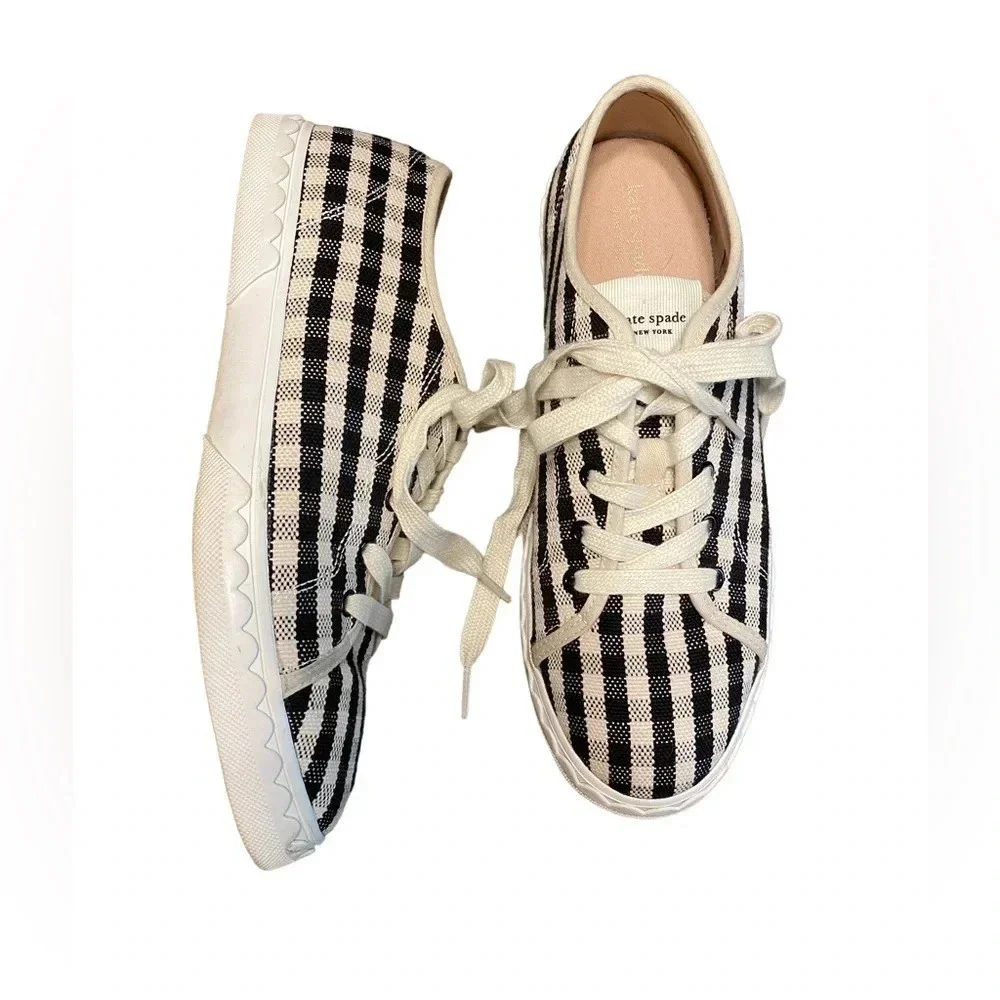 Kate Spade Vale Sneakers- Gingham in Black and Cream